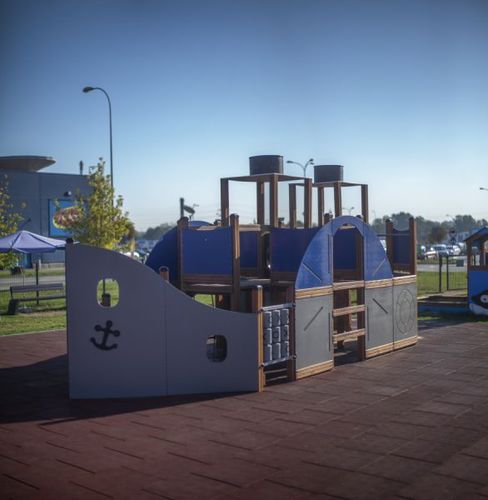Spielplatzgerät / pulverbeschichteter Stahl - STEAMBOAT  - Lars Laj - galvanisiertem Stahl / Holz / HDPE