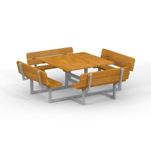 Moderner Picknicktisch - QUADRO    - Lars Laj - Holz / Gestell aus galvanisiertem Stahl / quadratisch