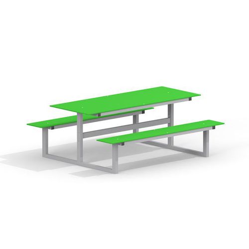 HPL-Tischgarnitur - 14455     - Lars Laj - modern / galvanisiertem Stahl / für Außenbereich