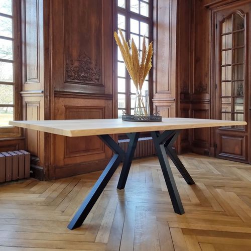Moderner Esstisch - ÉTOILE  - Brût - Esche / Gestell aus heißlackiertem Stahl / rechteckig