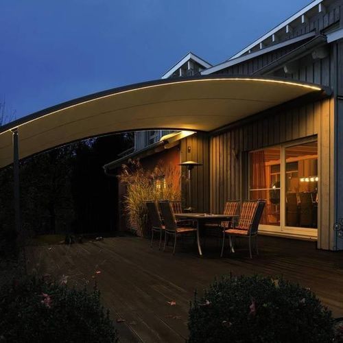 Vordach für Terrasse - CONSERVATORY ZIP - Designer shade solutions - Metall / Tuch / gebogen
