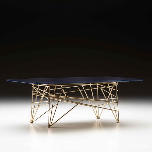 Moderner Couchtisch - Lan - Black Tie - Glas / Gestell aus rostfreiem Edelstahl / rechteckig