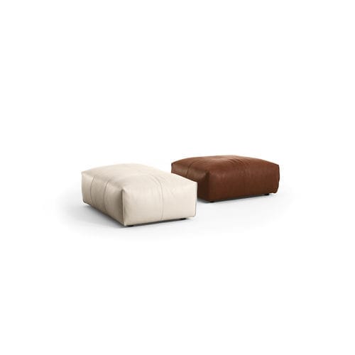 Moderne Ottomane - Cubo - Black Tie - Stoff / Leder / quadratisch