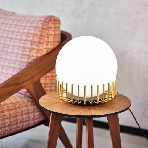 Nachttischlampe - Lucy - Black Tie - poliertes Metall / Glas / modern