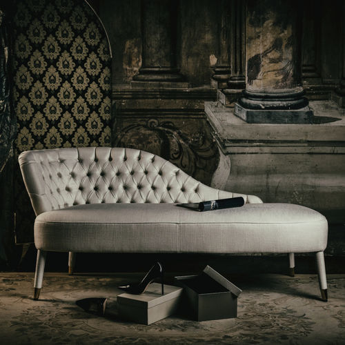 Moderne Récamiere - Penelope - Black Tie - Stoff / Buche / Gestell aus Buche