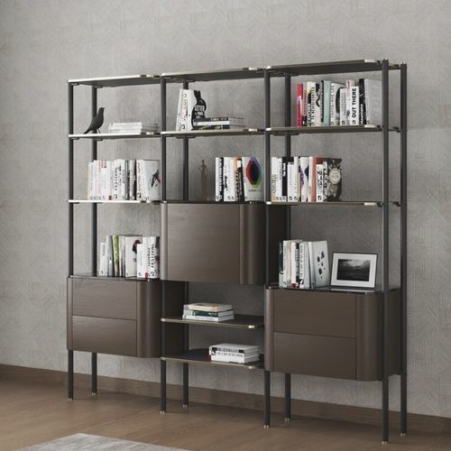 Modernes Bücherregal - aman - Ana Roque - Holz / Metall / Marmor