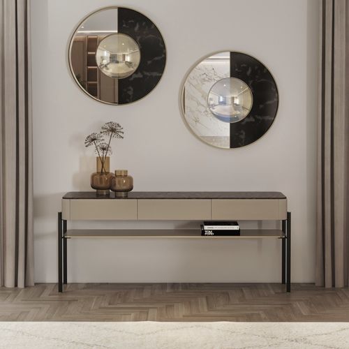 Moderner Konsolentisch - aman  - Ana Roque - lackiertes Holz / Marmor / Gestell aus Metall