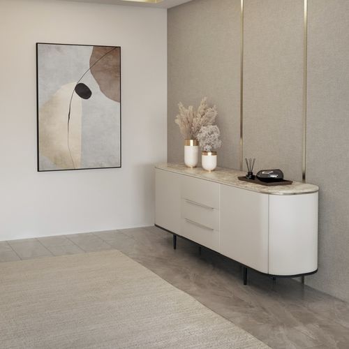 Modernes Sideboard - venice - Ana Roque - Holz / Metall / Marmor