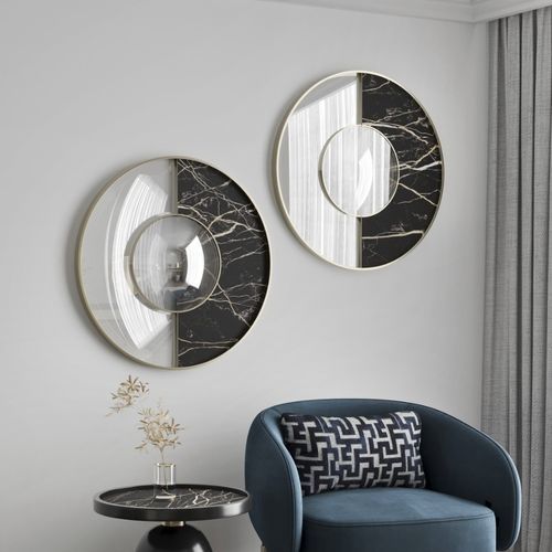 Wandmontierter Spiegel - boho - Ana Roque - modern / rund / Metall