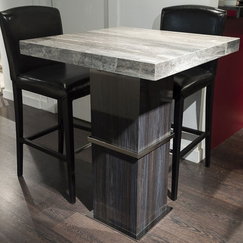 Moderner Stehtisch - SATURN LIGHT - Stone International - Naturstein / Gestell aus Holz / quadratisch