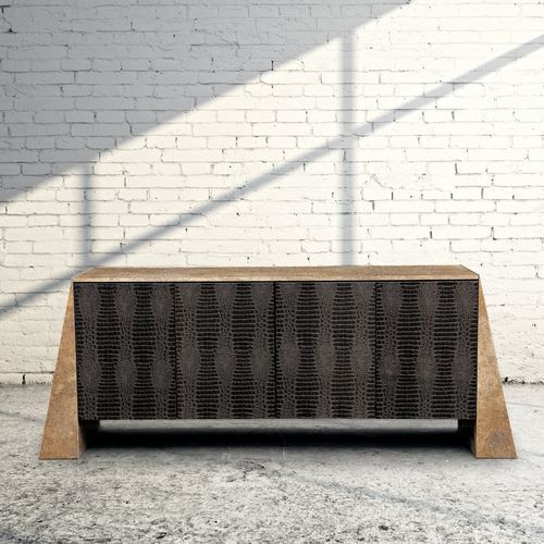 Modernes Sideboard - BUTTERFLY - Stone International - Holz / Leder / Stein