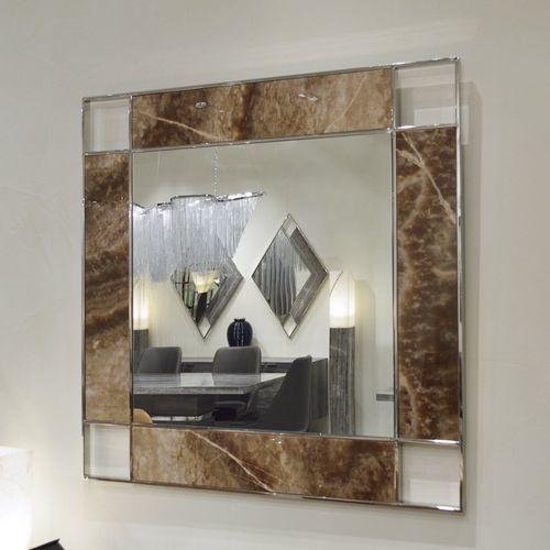 Wandmontierter Spiegel - KUBO - Stone International - modern / rechteckig / quadratisch