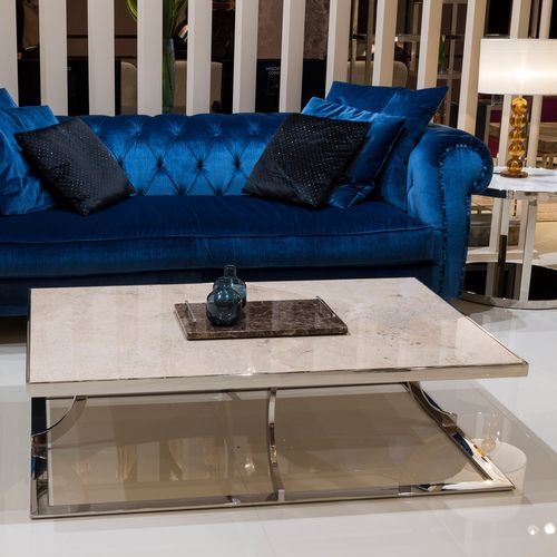 Moderner Couchtisch - AURORA  - Stone International - Naturstein / Gestell aus Metall / rechteckig