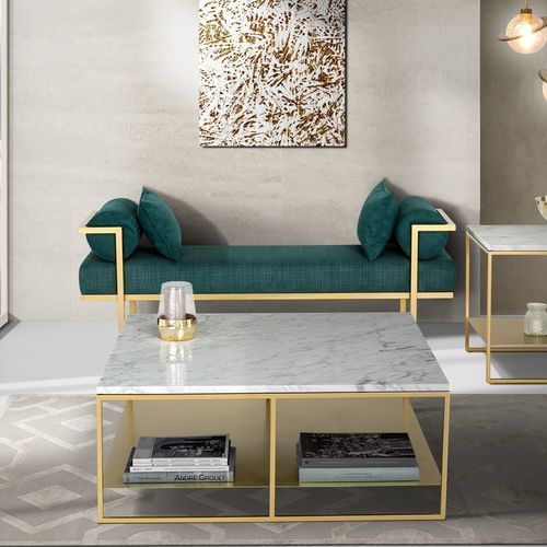 Moderner Couchtisch - BILLY - Stone International - Naturstein / Gestell aus Metall / rechteckig