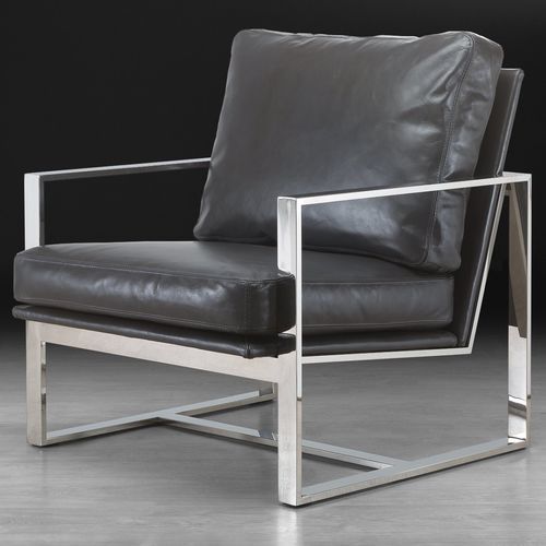 Moderner Sessel - FEBO - Stone International - Stoff / Leder / polierter Edelstahl