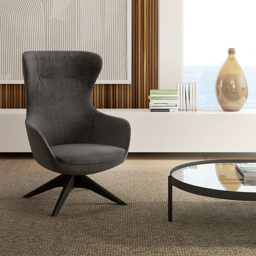 Moderner Sessel - CURVE - Gems Barcelona - Stoff / Stahl / Ohren