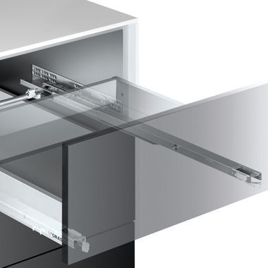 Gleitschiene für Schubladen / für Rollen - Dynapro Tipmatic - Grass Gmbh - mit Gesamtausgang / mit integrierter Verschlussdämpfung / Push-Öffnung