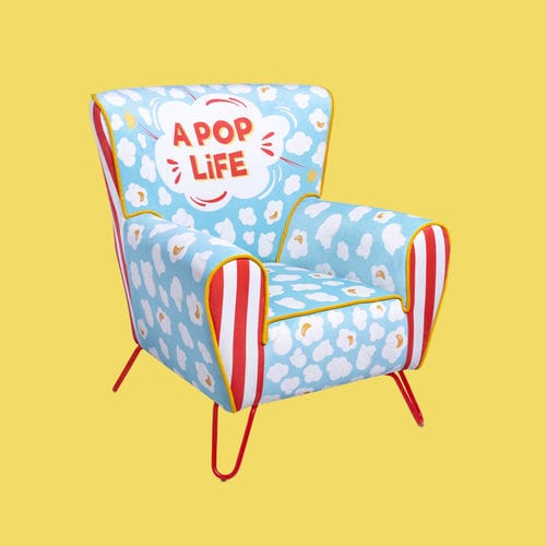 Moderner Sessel - A POP LIFE - THE POP LABEL - Samt / Buche / blau