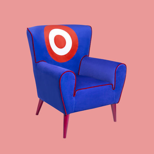 Moderner Sessel - TARGET - THE POP LABEL - Stoff / Buche / blau