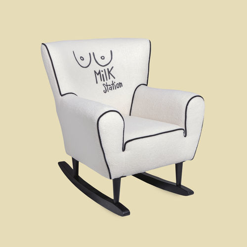 Moderner Sessel - MILK STATION - THE POP LABEL - Samt / weiß / Schaukel