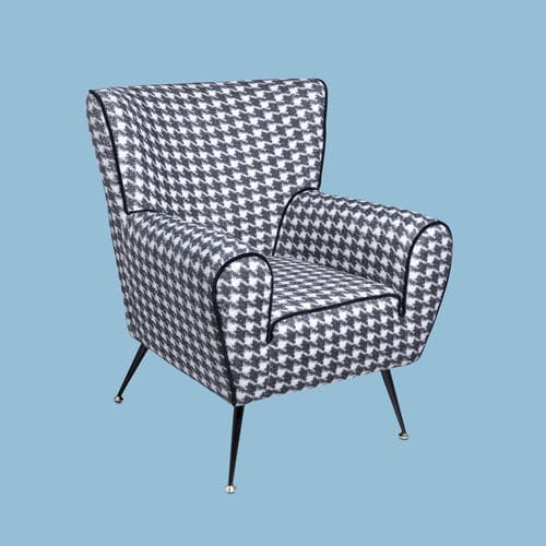 Moderner Sessel - PIED DE POULE - THE POP LABEL - Stoff / Buche / schwarz