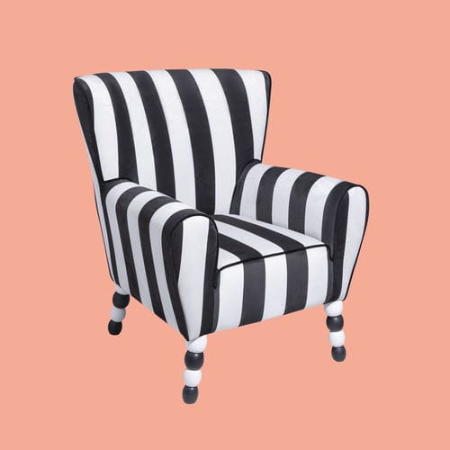 Moderner Sessel - STRIPES - THE POP LABEL - Samt / Buche / weiß