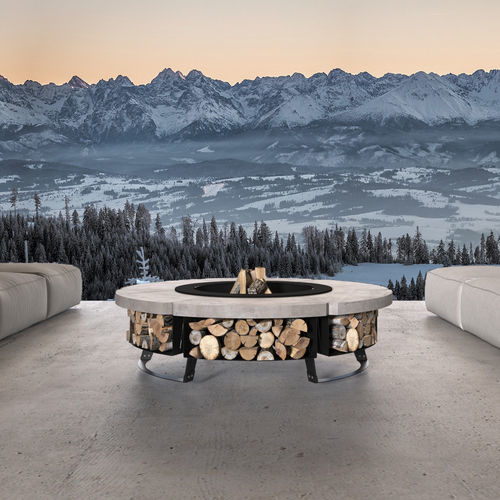 Garten-Feuerstelle / Holz - ROUND 120 - Hetta Supply - Beton / Stahl / Cortenstahl
