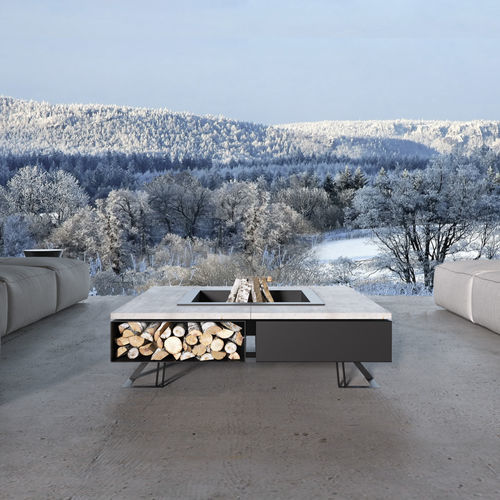 Garten-Feuerstelle / Holz - SQUARE 120 - Hetta Supply - Beton / Stahl / Edelstahl