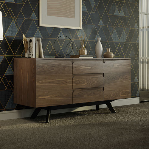 Modernes Sideboard - VANTAGE - WILLIAM HANDS - Holz / Metall / Glas