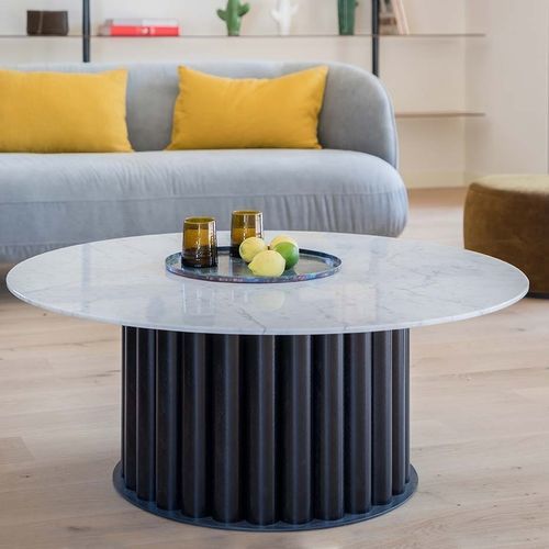 Couchtisch / Art Deco - Rotonde - Epsilon Composite - Marmor / Gestell aus Carbon / rund