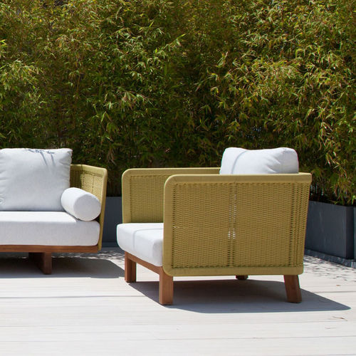Moderner Sessel - ZEN  - G&G Italia Designer Furniture - Stoff / Teakholz / Kordel