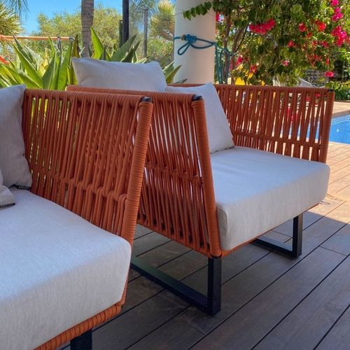 Moderner Sessel - SIENNA CANASTA  - G&G italia - Stoff / Aluminium / Kordel