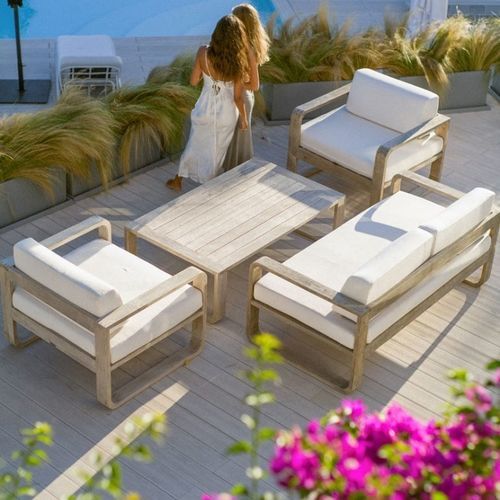 Moderner Couchtisch - BELLAVISTA - G&G Italia Designer Furniture - Teakholz / Gestell aus Teakholz / rechteckig