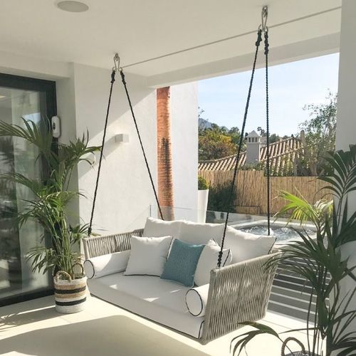 Aluminium-Hollywoodschaukel - SIENNE - G&G Italia Designer Furniture - Stoff / Dekorputz / Kordel