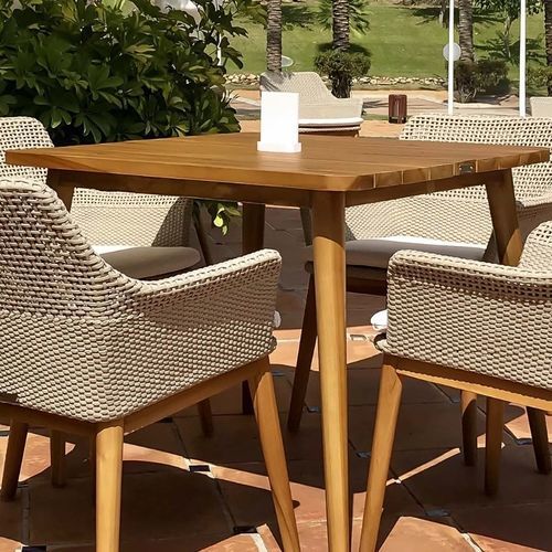 Moderner Stehtisch - TIVOLI  - G&G Italia Designer Furniture - Teakholz / Gestell aus Teakholz / rechteckig