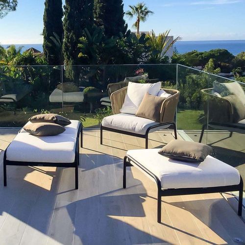 Moderner Fußschemel - STELLA - G&G Italia Designer Furniture - Stoff / Schaumstoff / Dekorputz