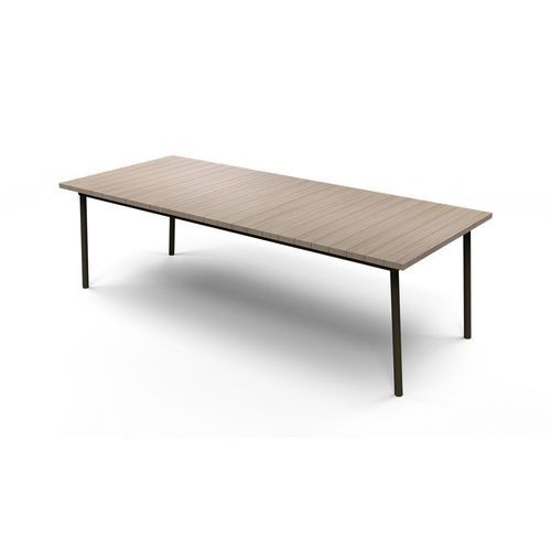 Moderner Esstisch - SIENNA CANASTA - G&G Italia Designer Furniture - Aluminium / Teakholz / Gestell aus Aluminium