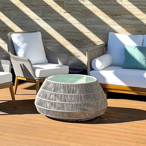 Moderner Couchtisch - HARP - G&G Italia Designer Furniture - Aluminium / Kordel / Hartglas