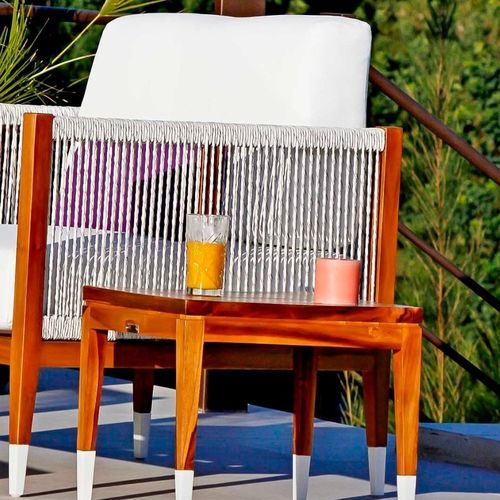 Moderner Couchtisch - AMALFI - G&G Italia Designer Furniture - Teakholz / Gestell aus Teakholz / quadratisch