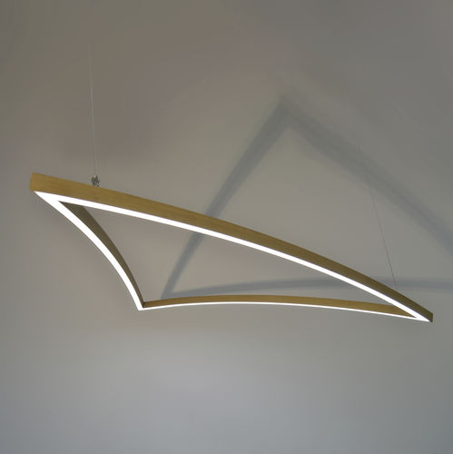 Hängelampe - DELTA - KISSA LAMPS - extrudiertes Aluminium / Holzfurnier / originelles Design