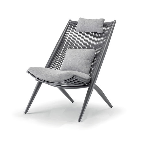Moderner Sessel - BAHZA LOUNGE CHAIR - GRATTONI S.R.L. - Acrylgewebe / Aluminium / Kordel