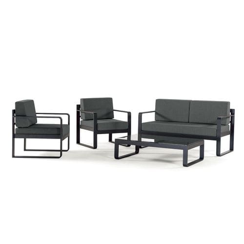 Modernes Lounge-Gartenmöbel - CAPRI SET - GRATTONI S.R.L. - Aluminium / Glas / Acrylgewebe