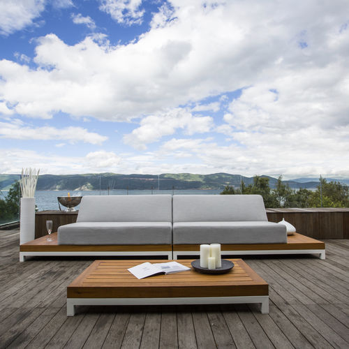 Modernes Lounge-Gartenmöbel - IVORY  - GRATTONI S.R.L. - Aluminium / Teakholz / Sunbrella®