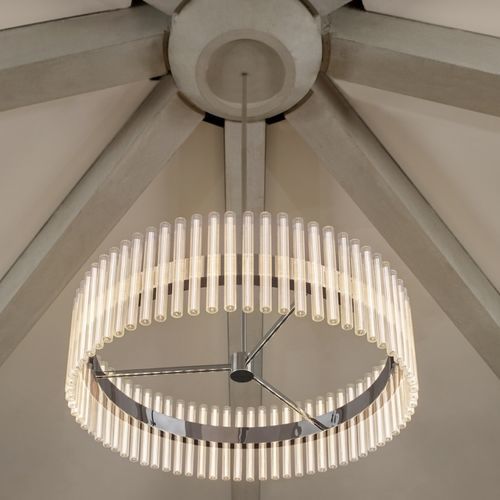 Moderner Kronleuchter - AURORA RING - Lee Broom - Glas / polierter Edelstahl / rohrförmig