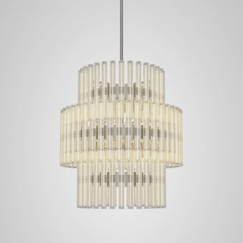 Moderner Kronleuchter - AURORA 3 TIER LARGE - Lee Broom - Glas / polierter Edelstahl / rohrförmig