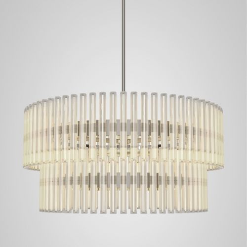 Moderner Kronleuchter - AURORA 2 TIER XXL - Lee Broom - Glas / Edelstahl / rohrförmig