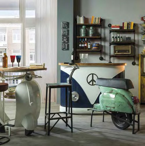 Barhocker / originelles Design - SCOOTER  - AGORA' SRL - Leder / Gestell aus Metall / mit Fußstütze