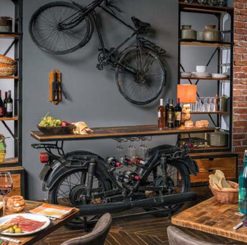 Konsolentisch / originelles Design - MOTORDOUBLE  - AGORA' SRL - Massivholz / Gestell aus lackiertem Metall / Gestell aus Recyclingmaterial