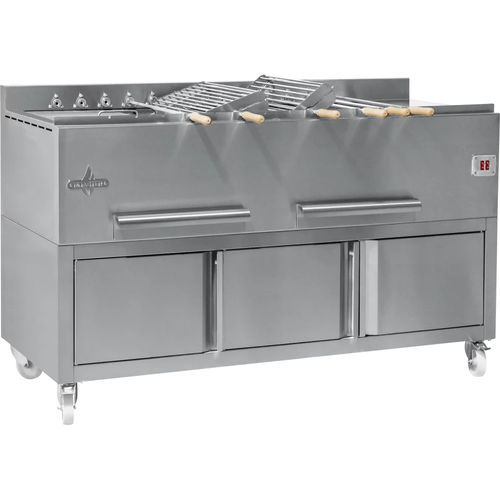 Holzkohlegrill - Churrasco - ROASTER - Tisch / Profi / mit Drehspieß