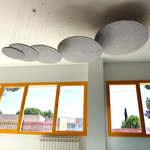 Akustikplatte für Decke - ECOcloud - Aistec - hängend / PET / rund